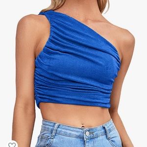 Ruched half shoulder top